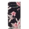 Samsung Galaxy S10 Plånboksfodral Kortfack Motiv Rosa Blommor Svart