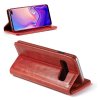 Samsung Galaxy S10 Plånboksfodral Retro Vaxad PU-läder Röd