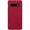 Samsung Galaxy S10 Plus Fodral Qin Series PU-läder Kortfack Röd