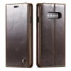 Samsung Galaxy S10 Plus Plånboksfodral Retro Vaxad PU-läder Brun