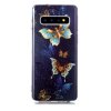 Samsung Galaxy S10 Skal Självlysande Motiv Guldiga Fjärilar