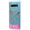 Samsung Galaxy S10 Skal TPU Gulddetaljer Motiv Fallande Rosa Blad