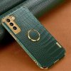 Samsung Galaxy S21 FE Skal Krokodilmönster Finger Ring Grön
