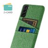 Samsung Galaxy S21 FE Skal Två Kortfack Tyg Grön
