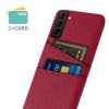Samsung Galaxy S21 FE Skal Två Kortfack Tyg Röd