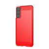 Samsung Galaxy S21 Plus Skal Borstad Kolfibertextur Röd