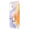 Samsung Galaxy S22 Plus Skal med Ring Marmormönster Lila Gul