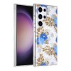 Samsung Galaxy S23 Ultra Skal Blommönster MagSafe Blå Guld