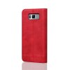 Samsung Galaxy S8 Mobilfodral Retro Lädertextur Sömnad Röd