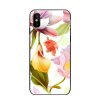 Skal till iPhone X/Xs Härdat Glas Baksida TPU Rosa och Gula Blommor