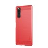 Sony Xperia 5 Skal Borstad Kolfibertextur Röd