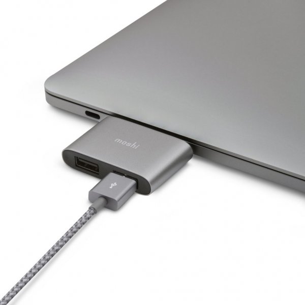 USB-C to Dual USB-A Adapter Titanium Gray