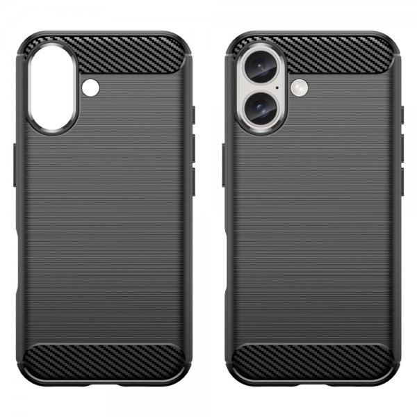 iPhone 16 Skal Borstad Kolfibertextur Svart