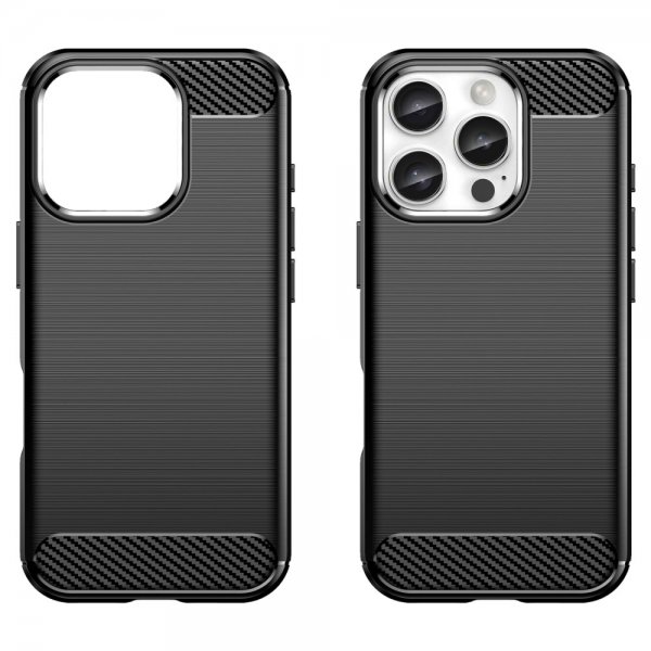 iPhone 16 Pro Skal Borstad Kolfibertextur Svart