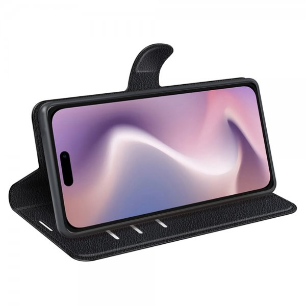 iPhone 16 Pro Max Fodral Litchi Svart