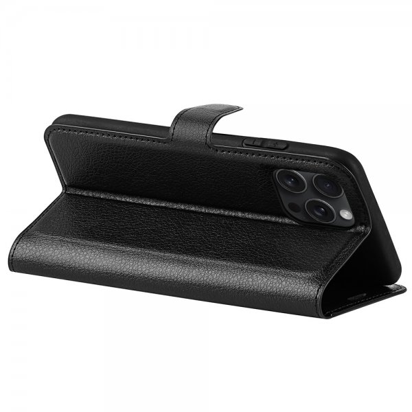 iPhone 16 Pro Max Fodral Litchi Svart