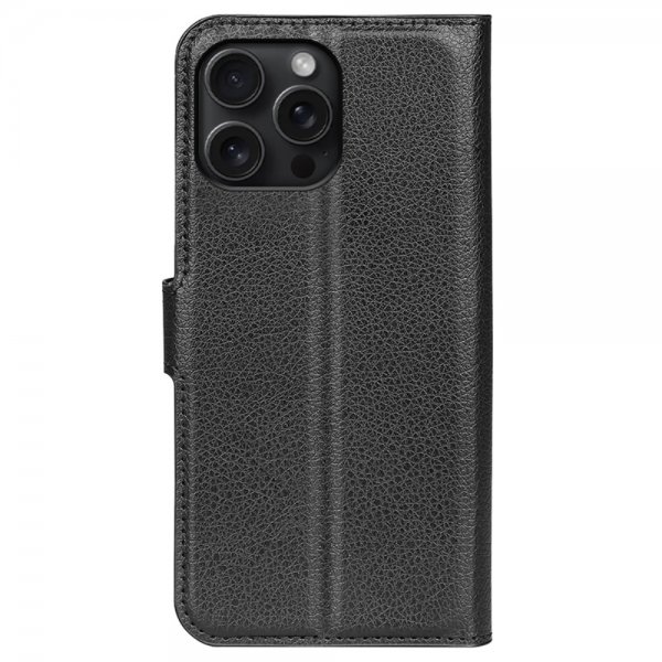 iPhone 16 Pro Max Fodral Litchi Svart