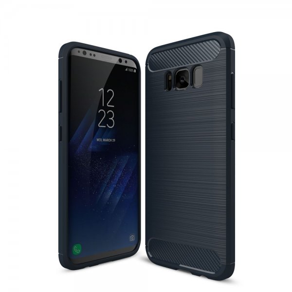 Samsung Galaxy S8 Mobilskal Kolfibertextur Mörkblå