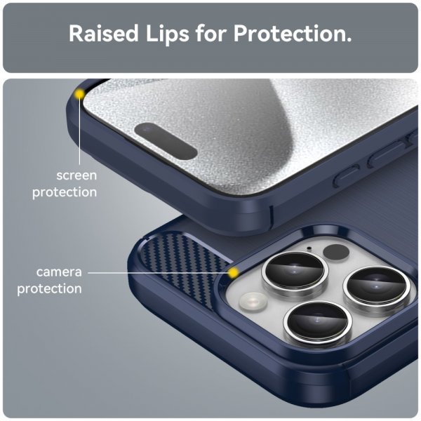 iPhone 16 Pro Skal Borstad Kolfibertextur Blå