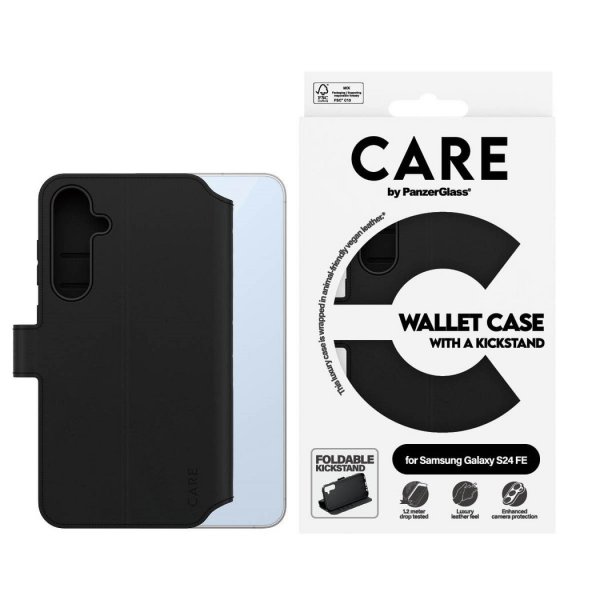Samsung Galaxy S24 FE Fodral Wallet Kickstand Svart