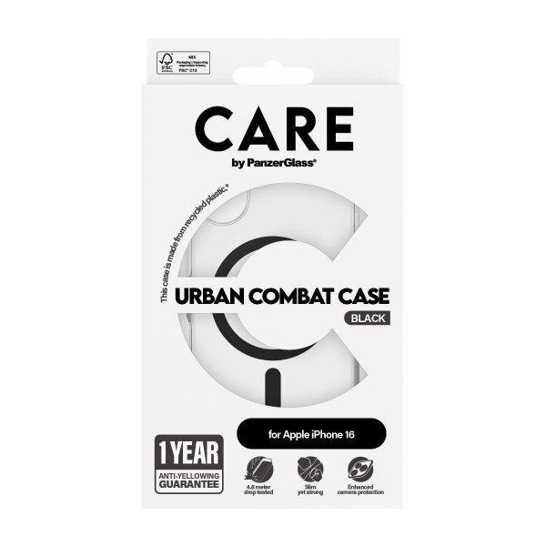 iPhone 16 Skal Urban Combat MagSafe Svart Transparent