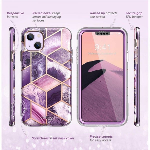 iPhone 14 Plus Skal Cosmo Purple Marble