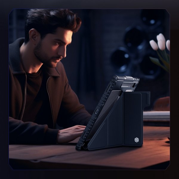 Samsung Galaxy Tab S9 Plus/S10 Plus Fodral Bumper Leather Case Pro Svart