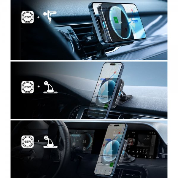 Bilhållare Qi2 Air Vent Wireless Car Charger CryoBoost HaloLock Svart