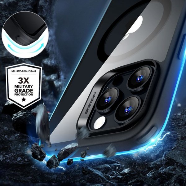 iPhone 16 Pro Max Skal och Skärmskydd Classic Hybrid MagSafe Set Svart Transparent
