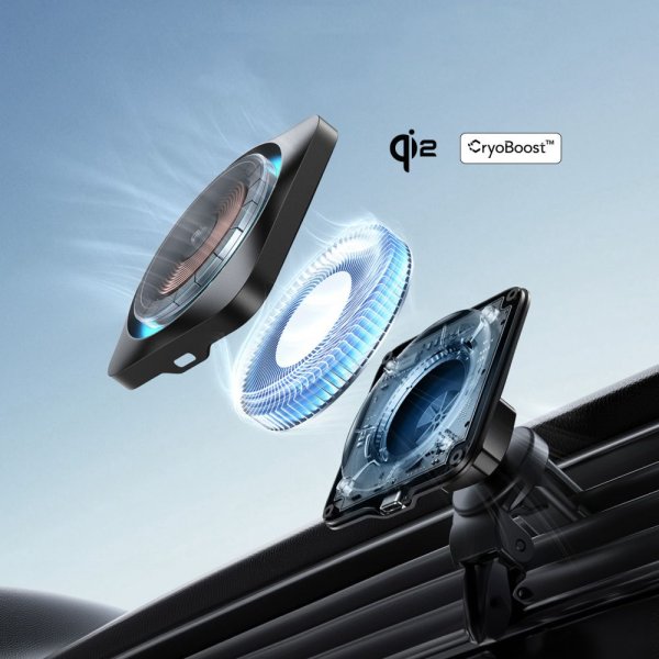Bilhållare Qi2 Air Vent/Dashboard Wireless Car Charger CryBoost HaloLock Svart
