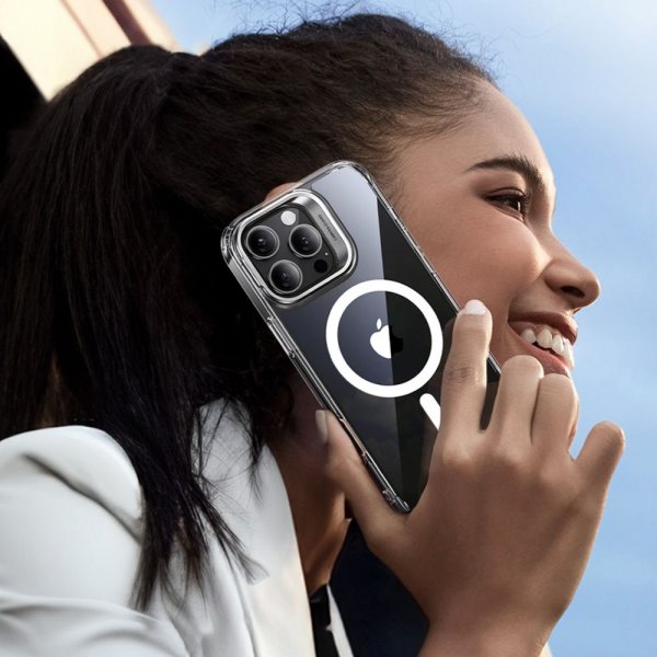 iPhone 16 Pro Skal och Skärmskydd Classic Hybrid Kickstand MagSafe Set Transparent