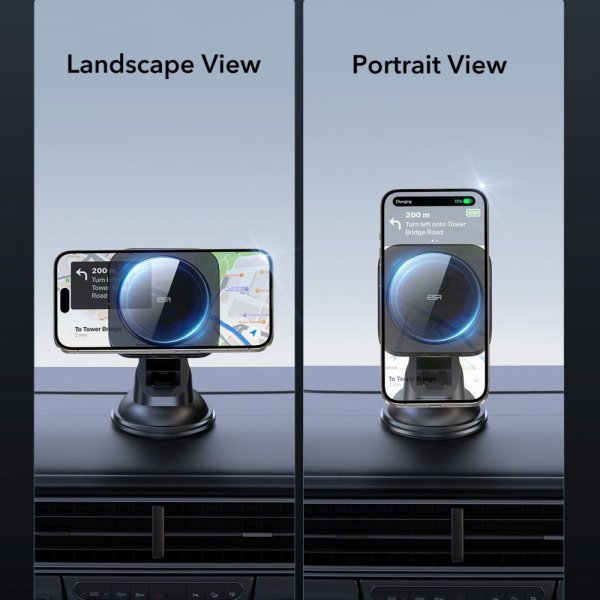 Bilhållare Qi2 Dashboard Wireless Car Charger HaloLock Svart