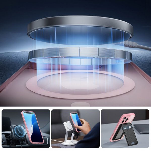 iPhone 16 Pro Max Skal och Skärmskydd Classic Pro MagSafe Set Rosa