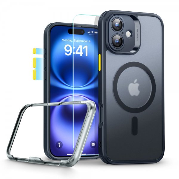 iPhone 16 Skal och Skärmskydd Classic Pro MagSafe Set Svart
