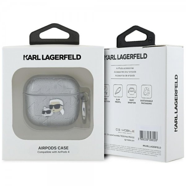 AirPods 4 Skal Monogram Karl & Choupette Silver