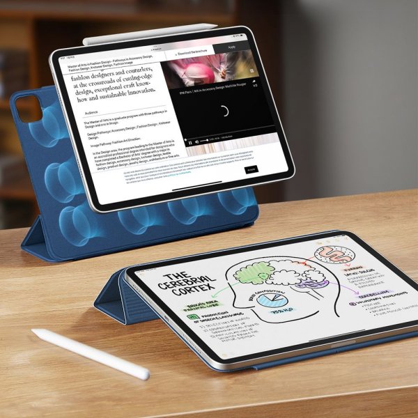 iPad Pro 12.9 (gen 4/5/6)/iPad Air 13 (M2/M3) Fodral Rebound Magnetic Blå