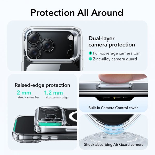 iPhone 17 Pro Skal Classic Hybrid Kickstand MagSafe Transparent