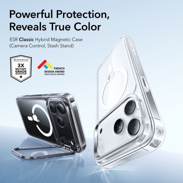 iPhone 17 Pro Skal Classic Hybrid Kickstand MagSafe Transparent