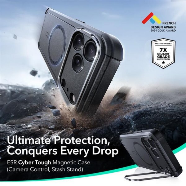 iPhone 17 Pro Skal Cyber ​​Tough Kickstand MagSafe Svart