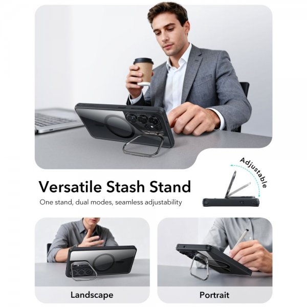 Samsung Galaxy S26 Ultra Skal Classic Hybrid Kickstand MagSafe Svart Transparent