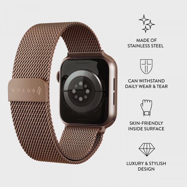 Apple Watch 44/45/46mm/Ultra 49mm Armband Metal Mesh Roseguld