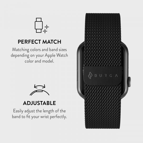 Apple Watch 44/45/46mm/Ultra 49mm Armband Metal Mesh Svart