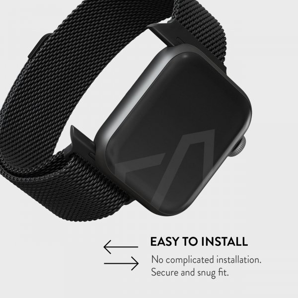 Apple Watch 44/45/46mm/Ultra 49mm Armband Metal Mesh Svart