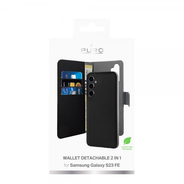 Samsung Galaxy S23 FE Fodral Wallet Detachable 2 in 1 Svart