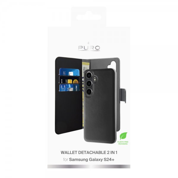 Samsung Galaxy S24 Plus Fodral Wallet Detachable 2 in 1 Svart