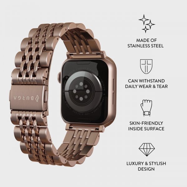 Apple Watch 44/45/46mm/Ultra 49mm Armband Metal Roseguld