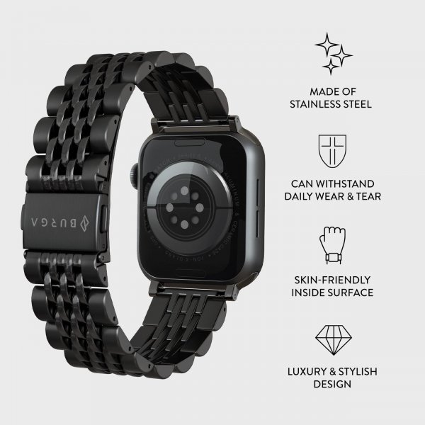 Apple Watch 44/45/46mm/Ultra 49mm Armband Metal Svart