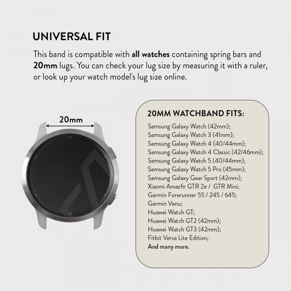 Samsung Galaxy Watch 20mm Armband Metal Silver Guld