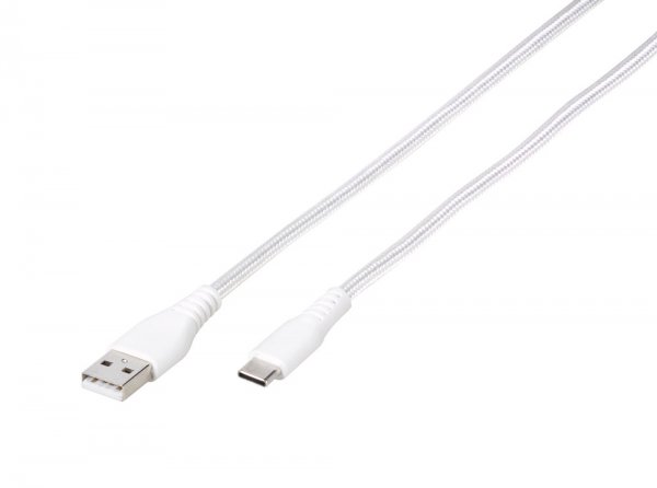 Kabel Longlife Braided USB-A/USB-C 2.5m Vit