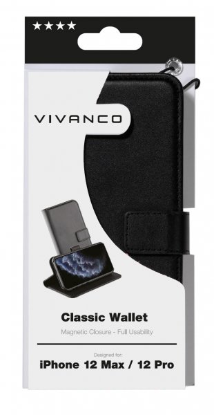 iPhone 12/iPhone 12 Pro Fodral Classic Wallet Svart